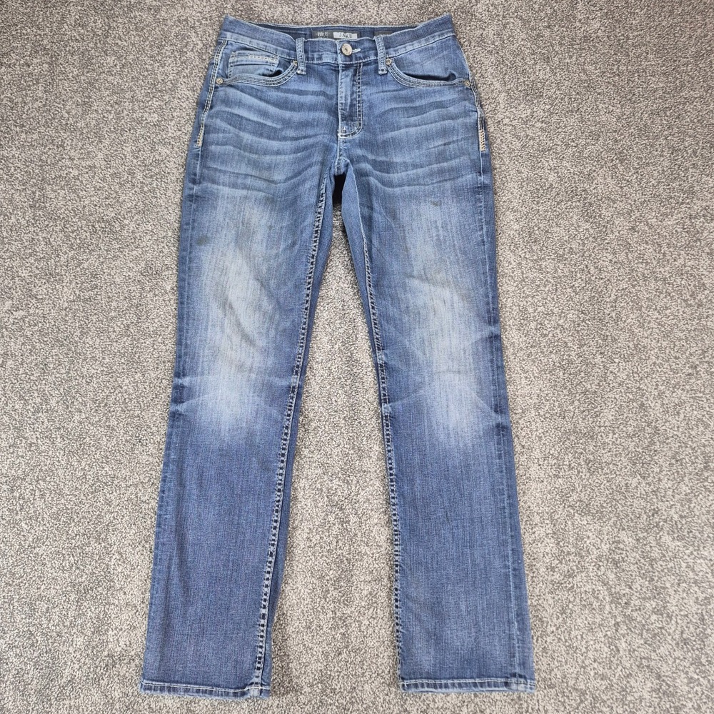 BKE Jake Jeans Mens 29R Blue Straight Leg Stretch Whiskering‎ Fading